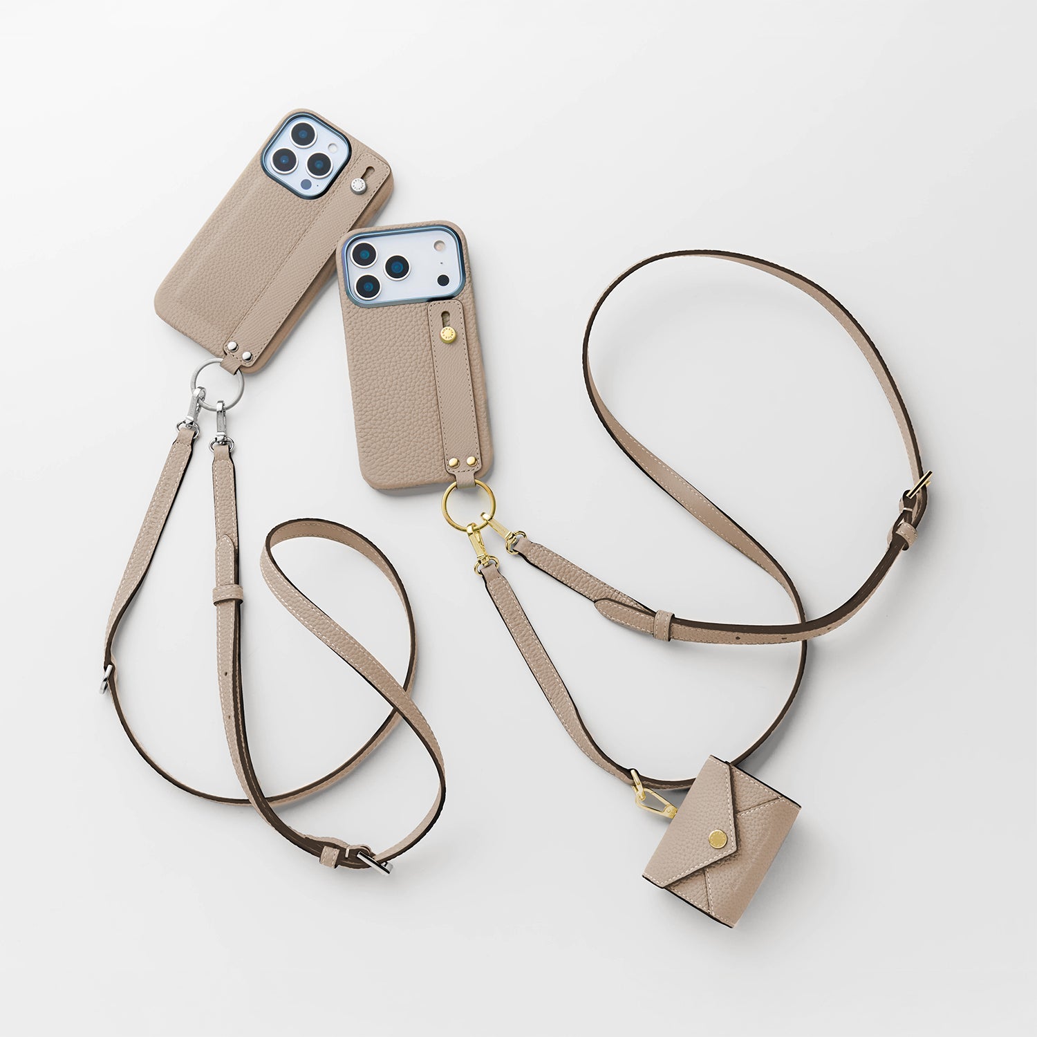 iPhone Air) ハンドル付き バックカバーケース シュリンクレザー