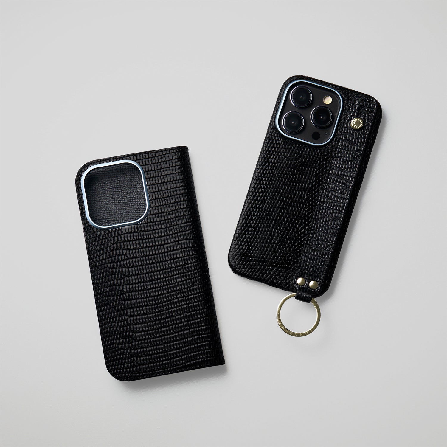 iPhone 15 Pro) ダイアリーケース リザードエンボスレザー