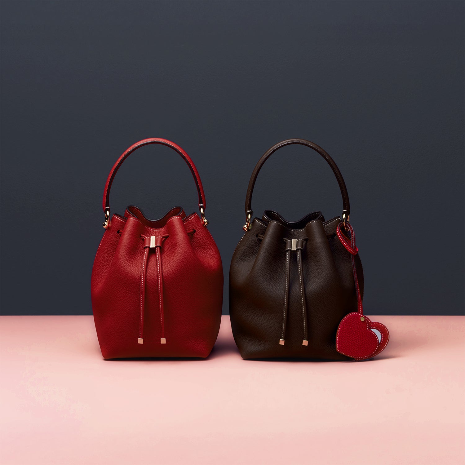 ハート コンパクトミラー シュリンクレザー