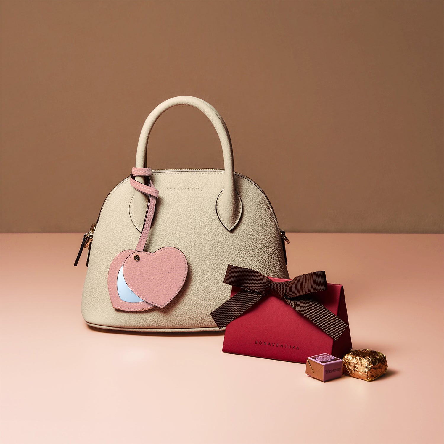 ハート コンパクトミラー シュリンクレザー