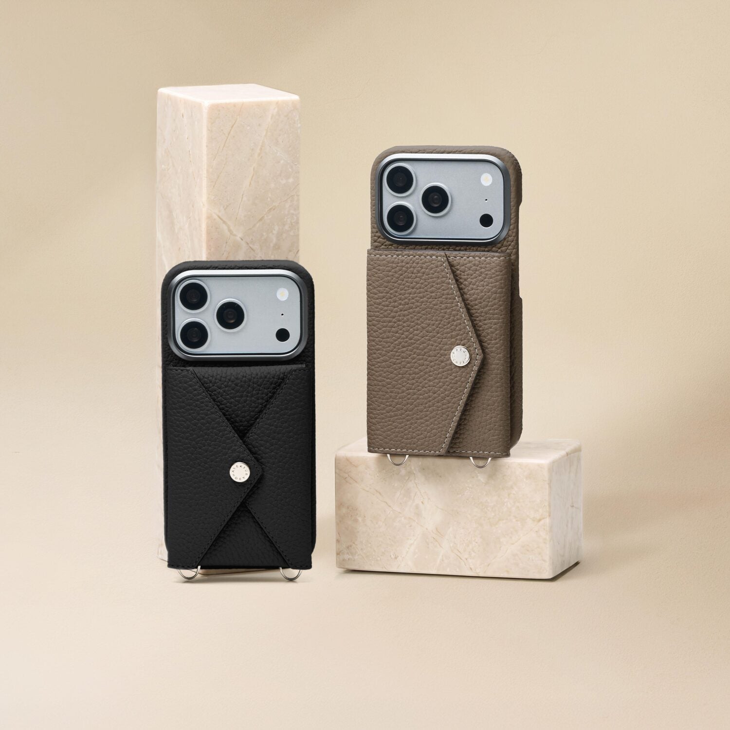 iPhone 18 Pro Max) Back Cover Case with Snap Button Shrink Leather