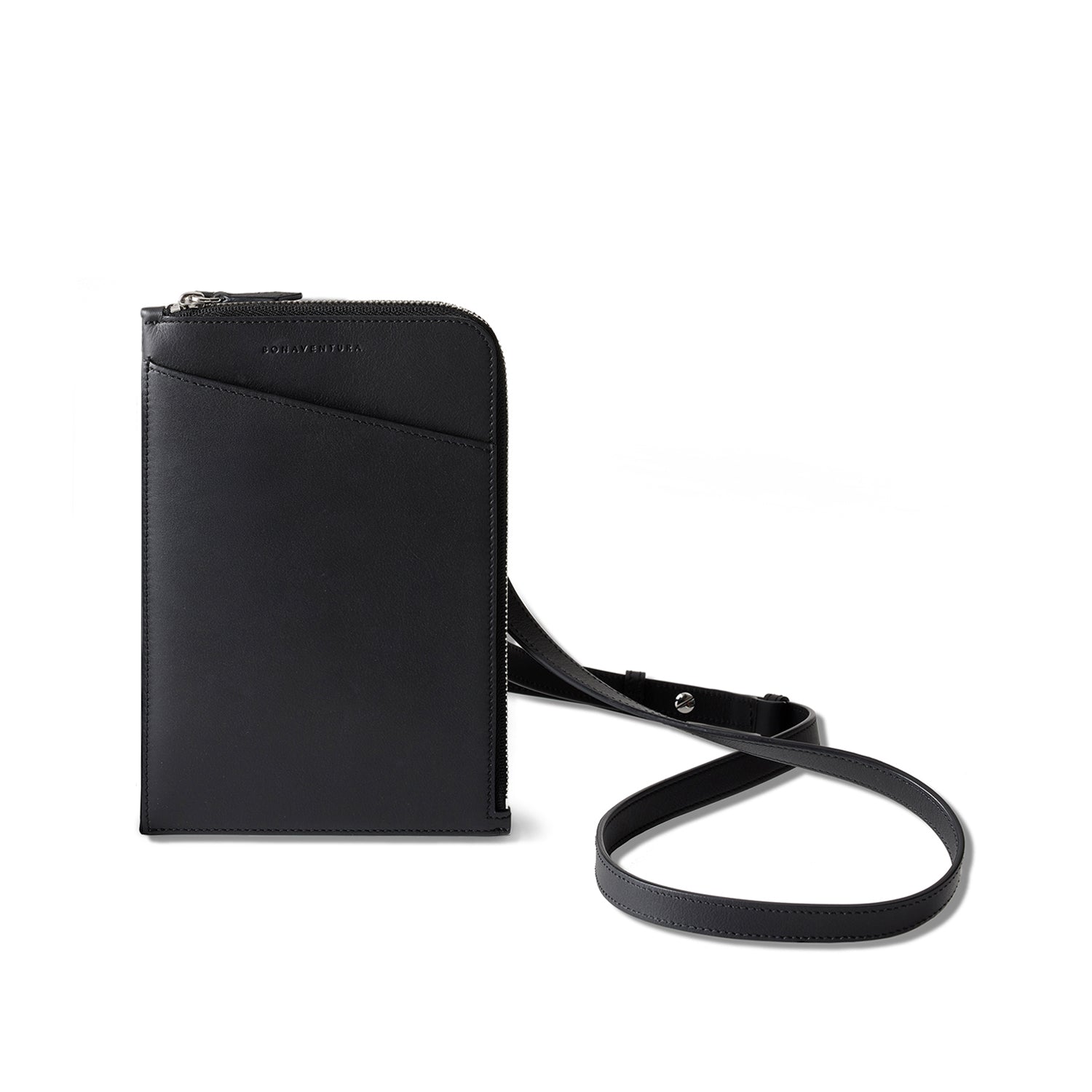 Riley shoulder bag in smooth leather, black