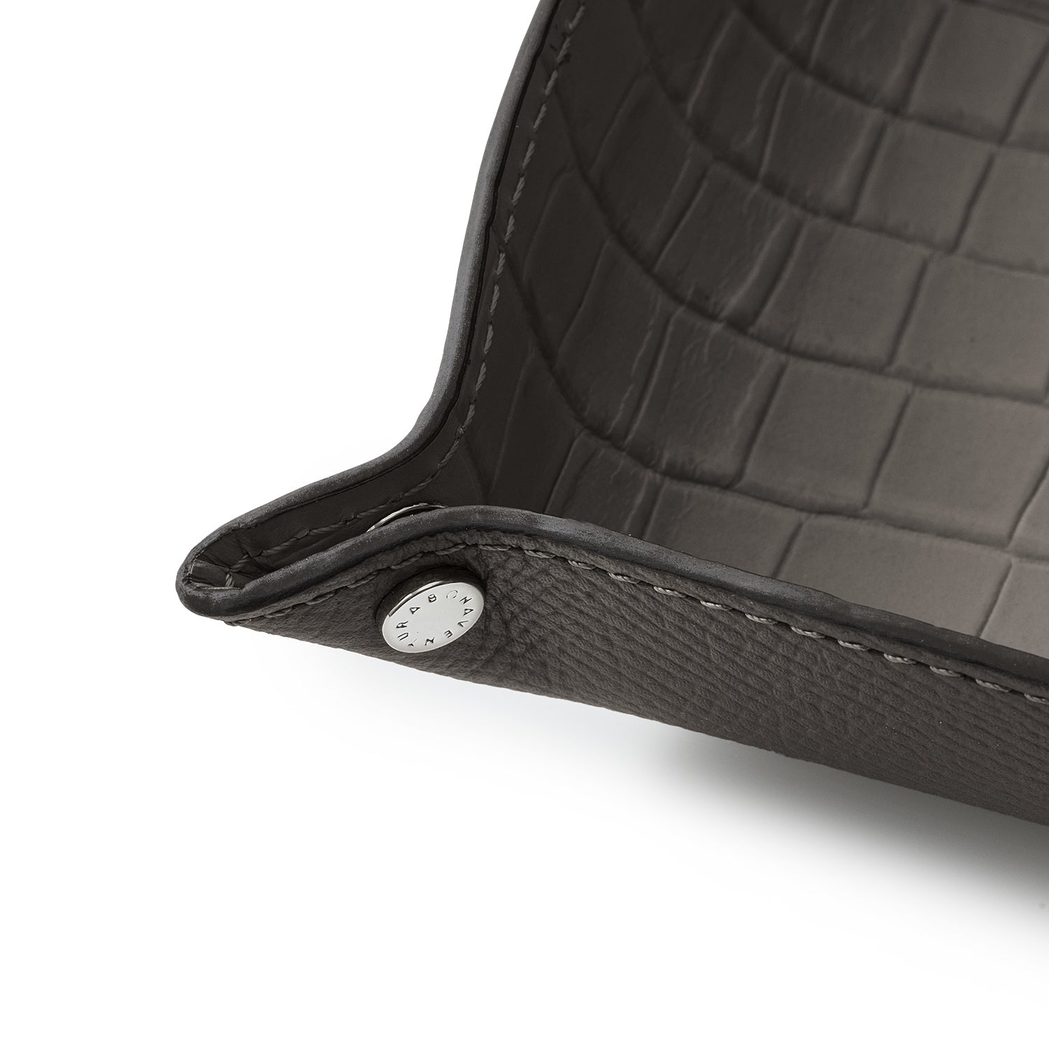 Noblesse valet tray in embossed crocodile leather (medium)