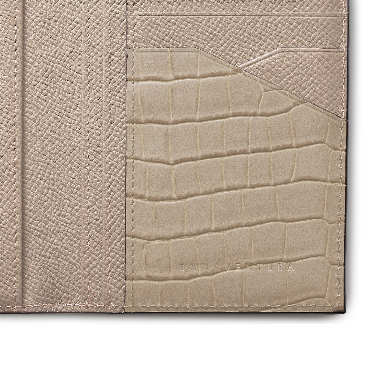 Long wallet in Noblesse and embossed crocodile leather