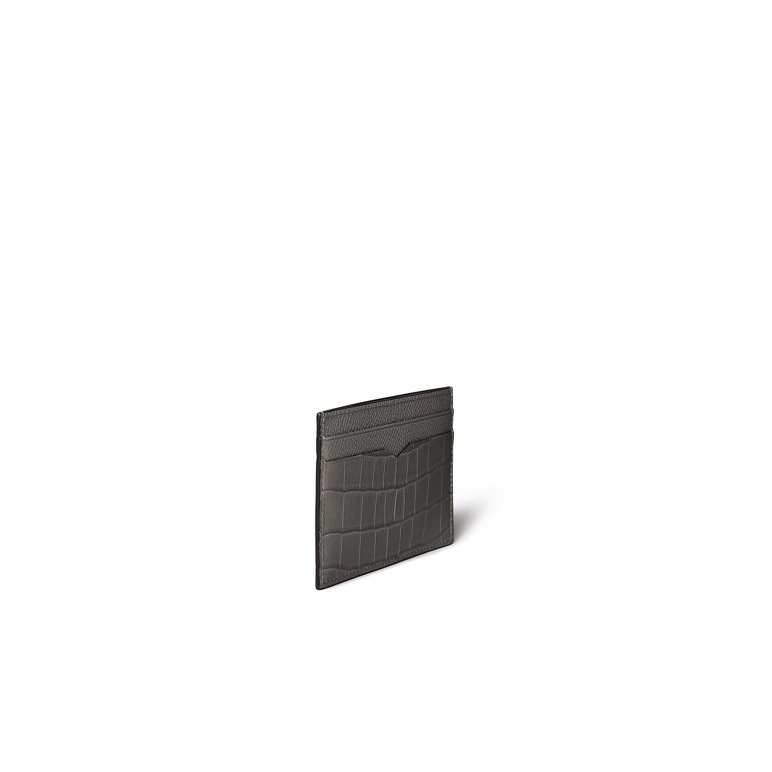 Slim card case in Noblesse and embossed crocodile leather