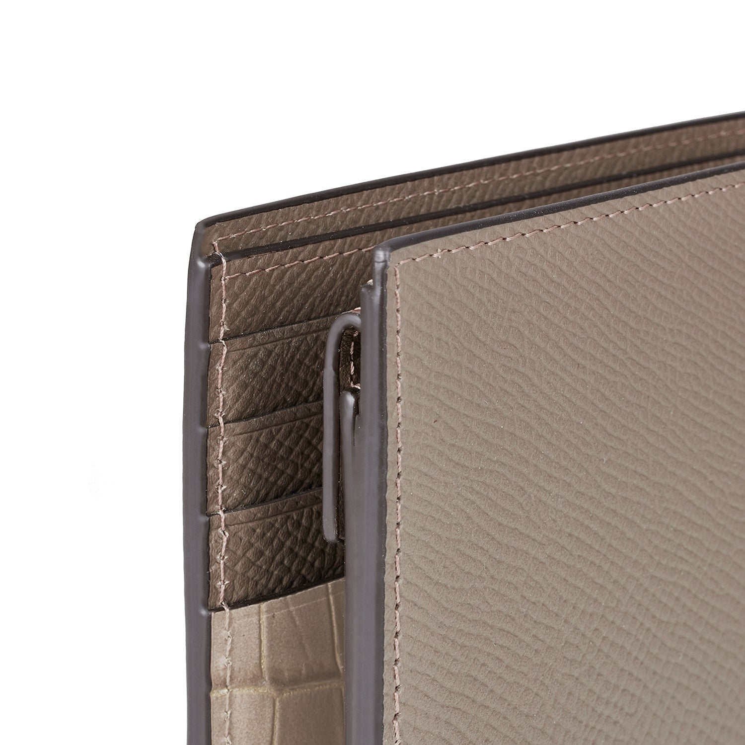 Men's bifold wallet in Noblesse and embossed crocodile leather