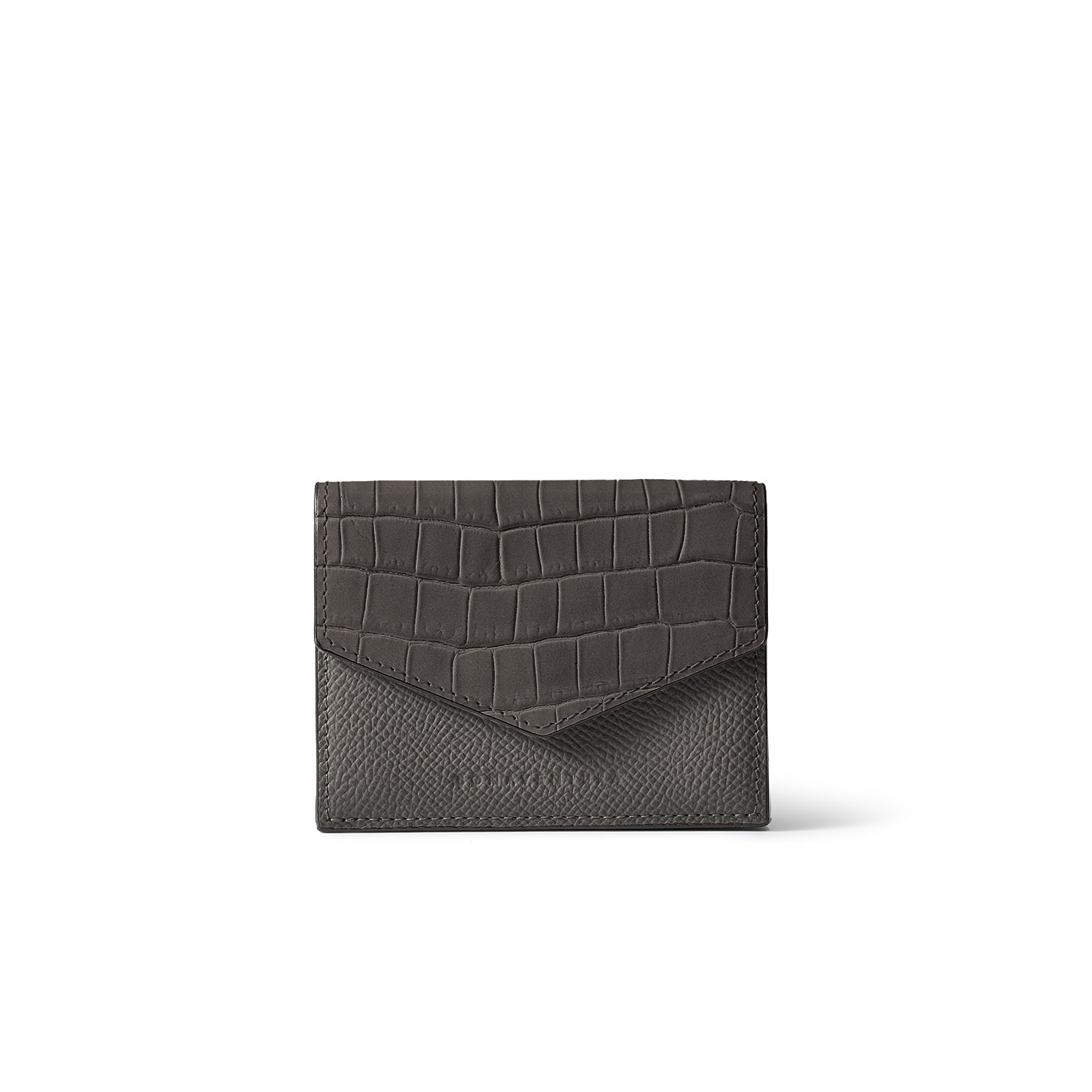 Small wallet in Noblesse and embossed crocodile leather