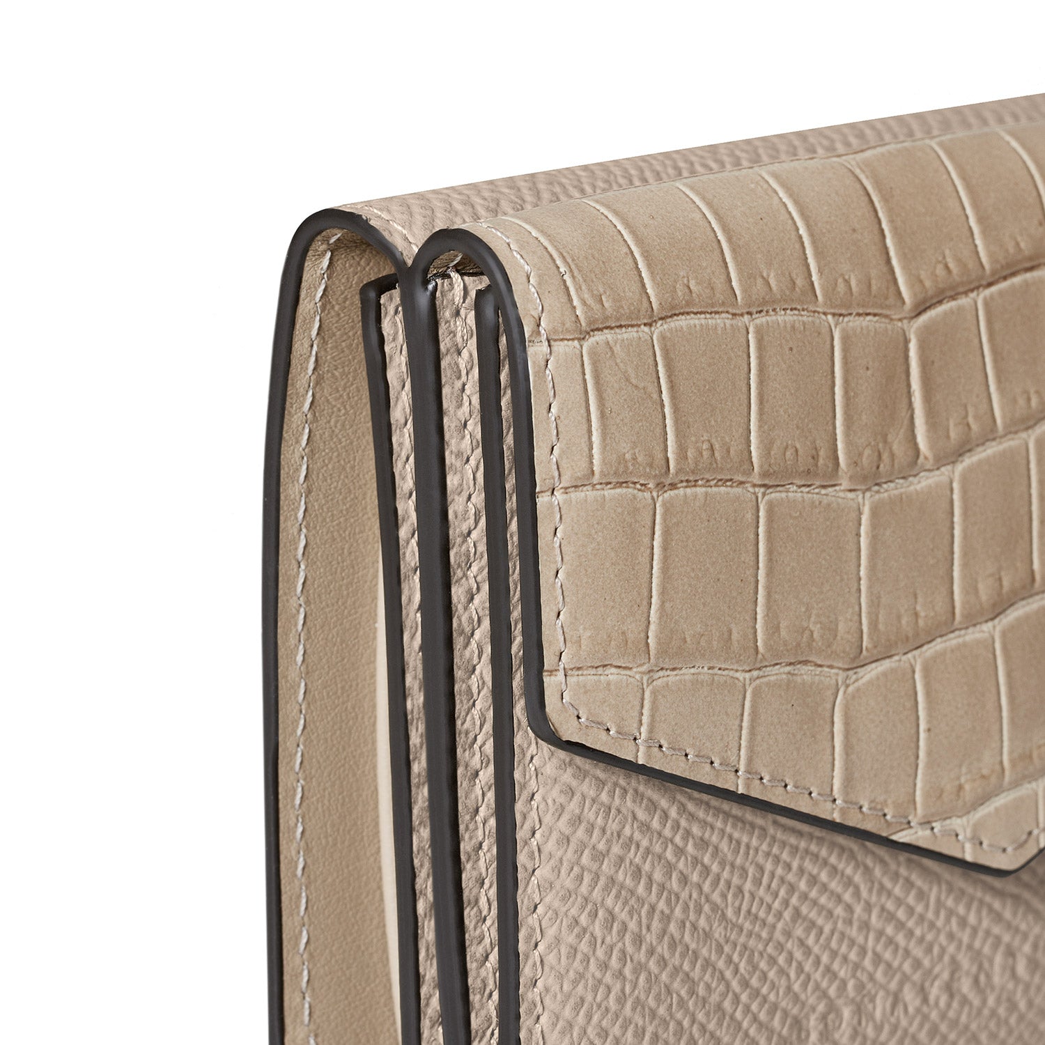 Small wallet in Noblesse and embossed crocodile leather