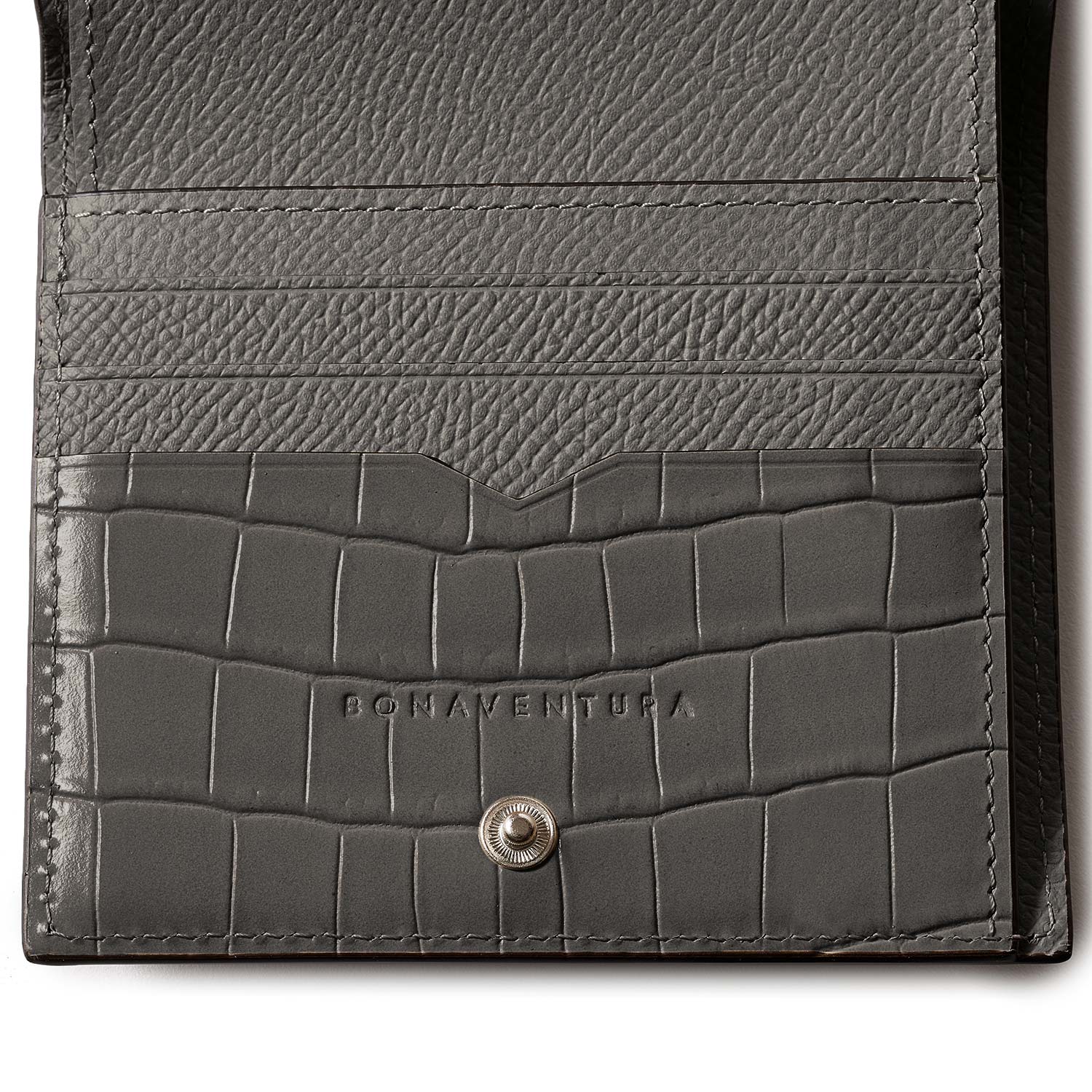 Bifold wallet in Noblesse and embossed crocodile leather