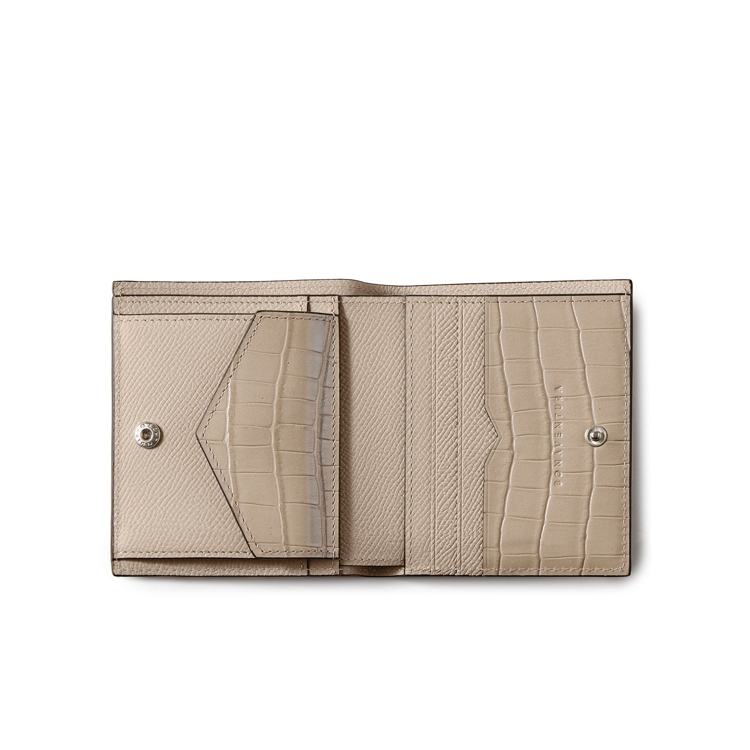 Bifold wallet in Noblesse and embossed crocodile leather