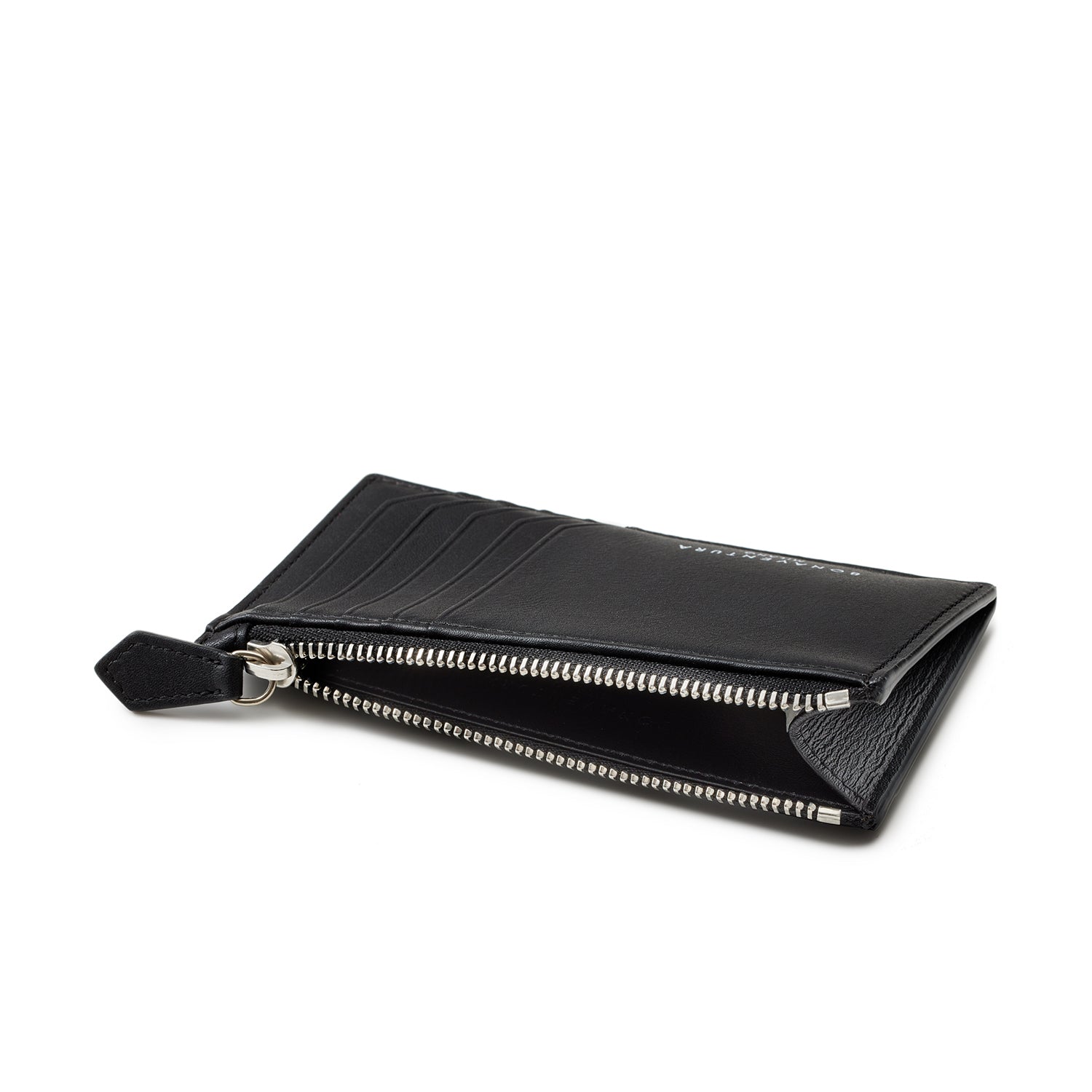 Mini zip wallet in smooth leather