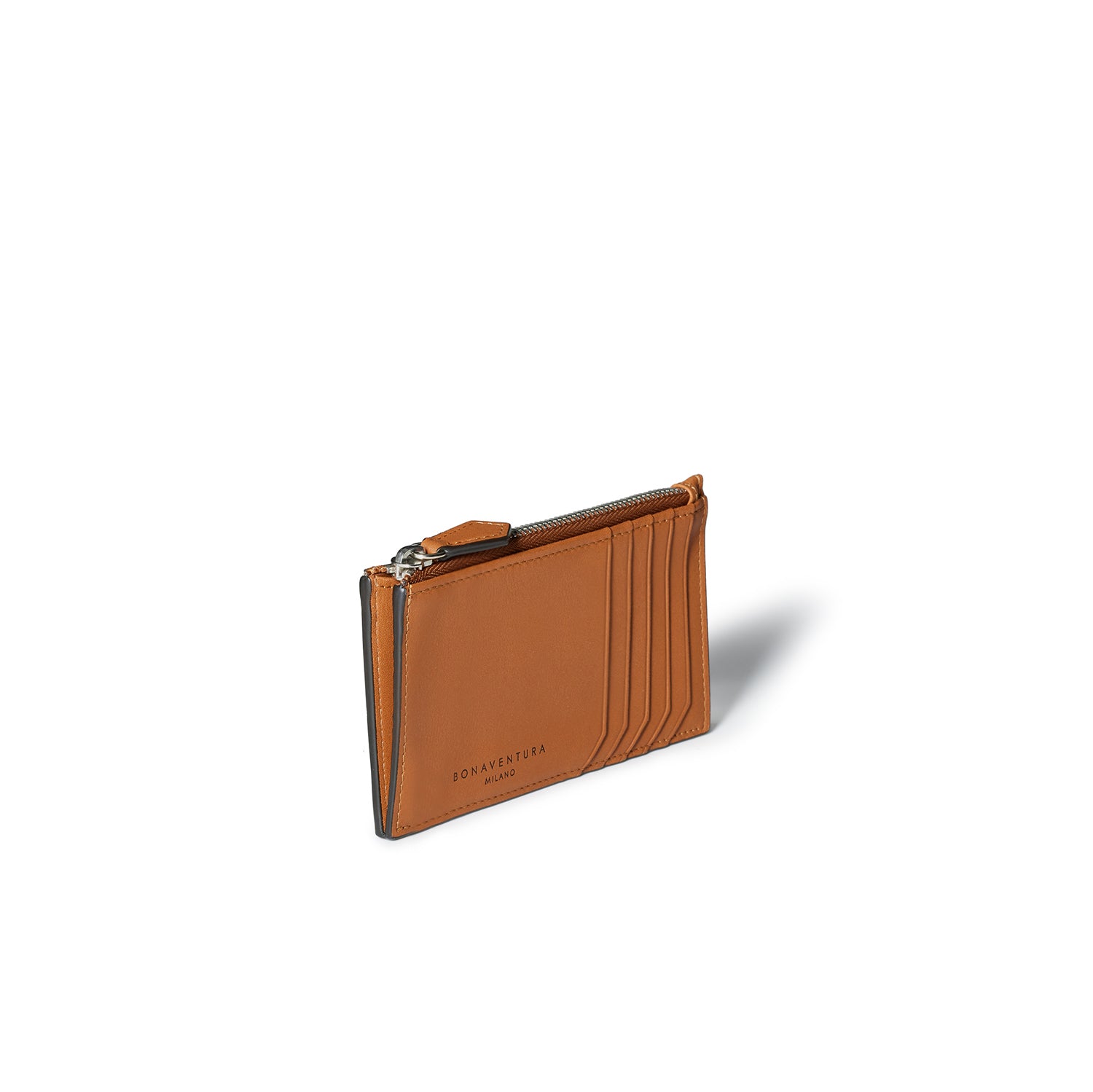 Mini zip wallet in smooth leather