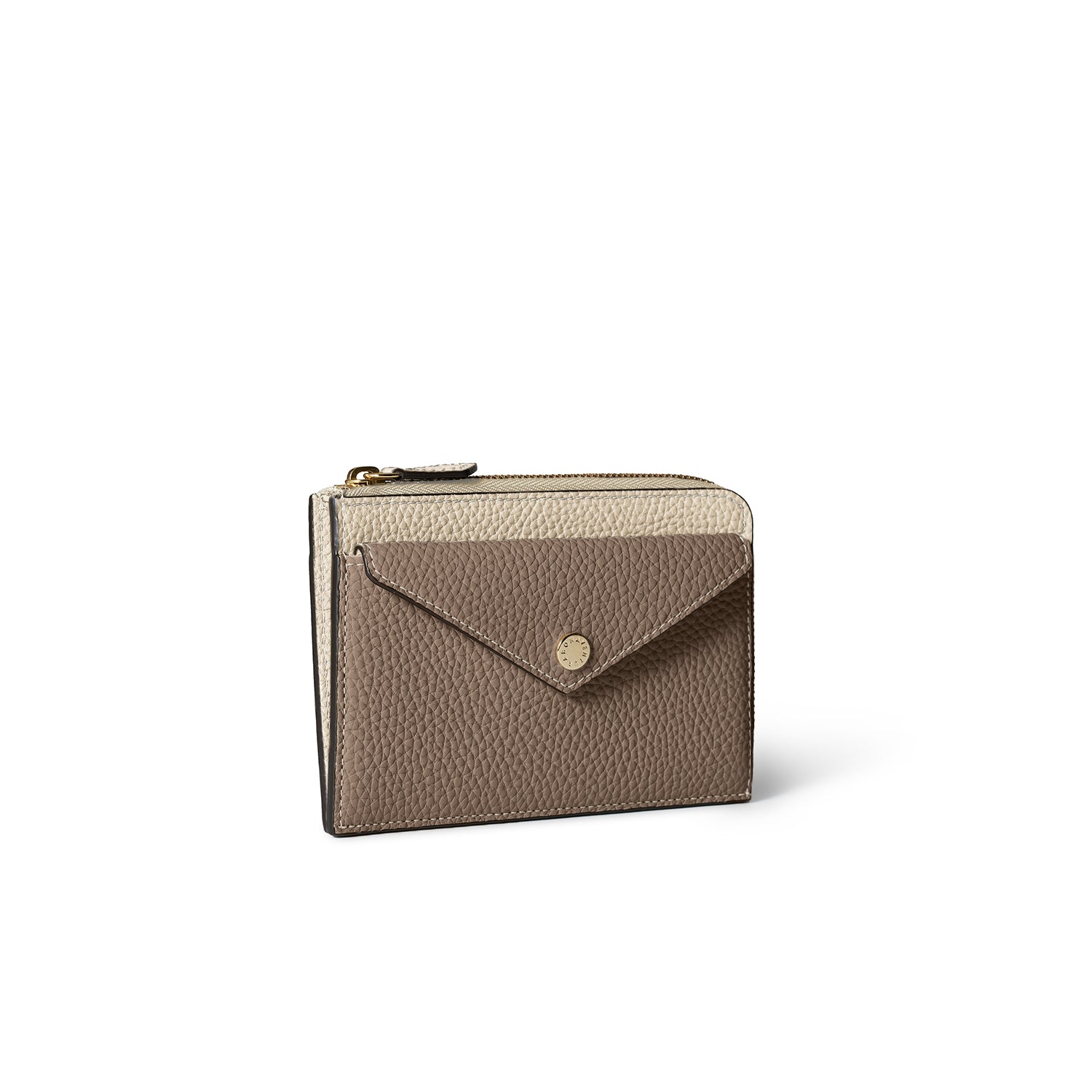 Envelope mini zip wallet in shrunk leather