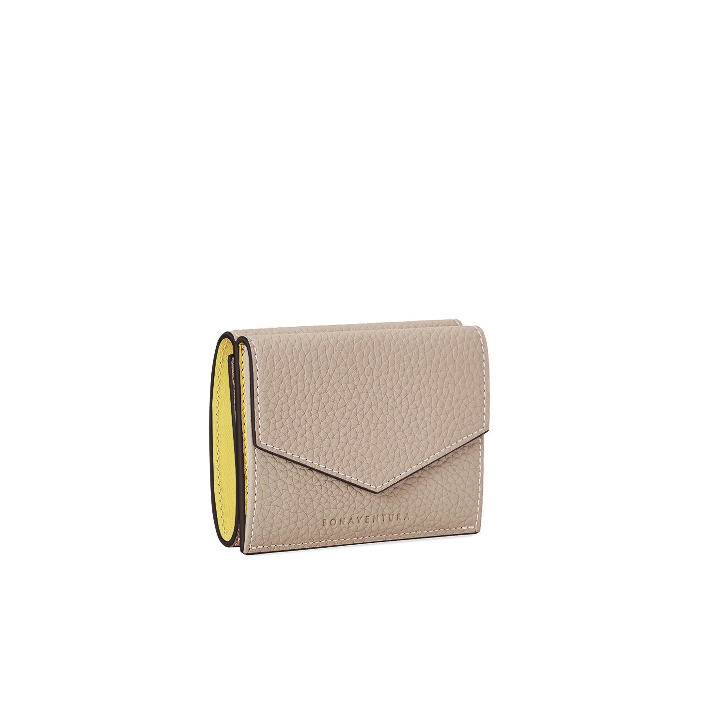 ボナベンチュラBONAVENTURA」の三つ折財布エトープ美品カラーベージュ