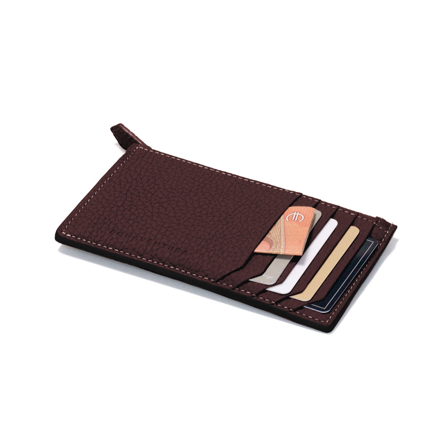 Mini zip wallet in shrunk leather