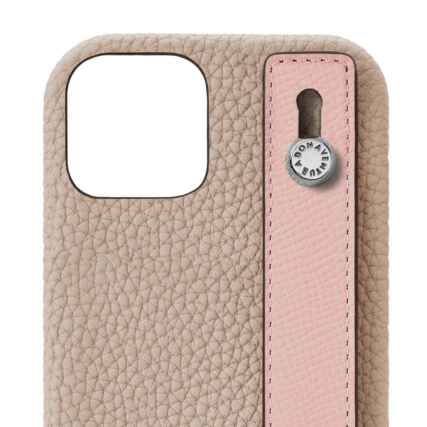 (iPhone 12 / 12 Pro) Back cover case with handle, shrink leather