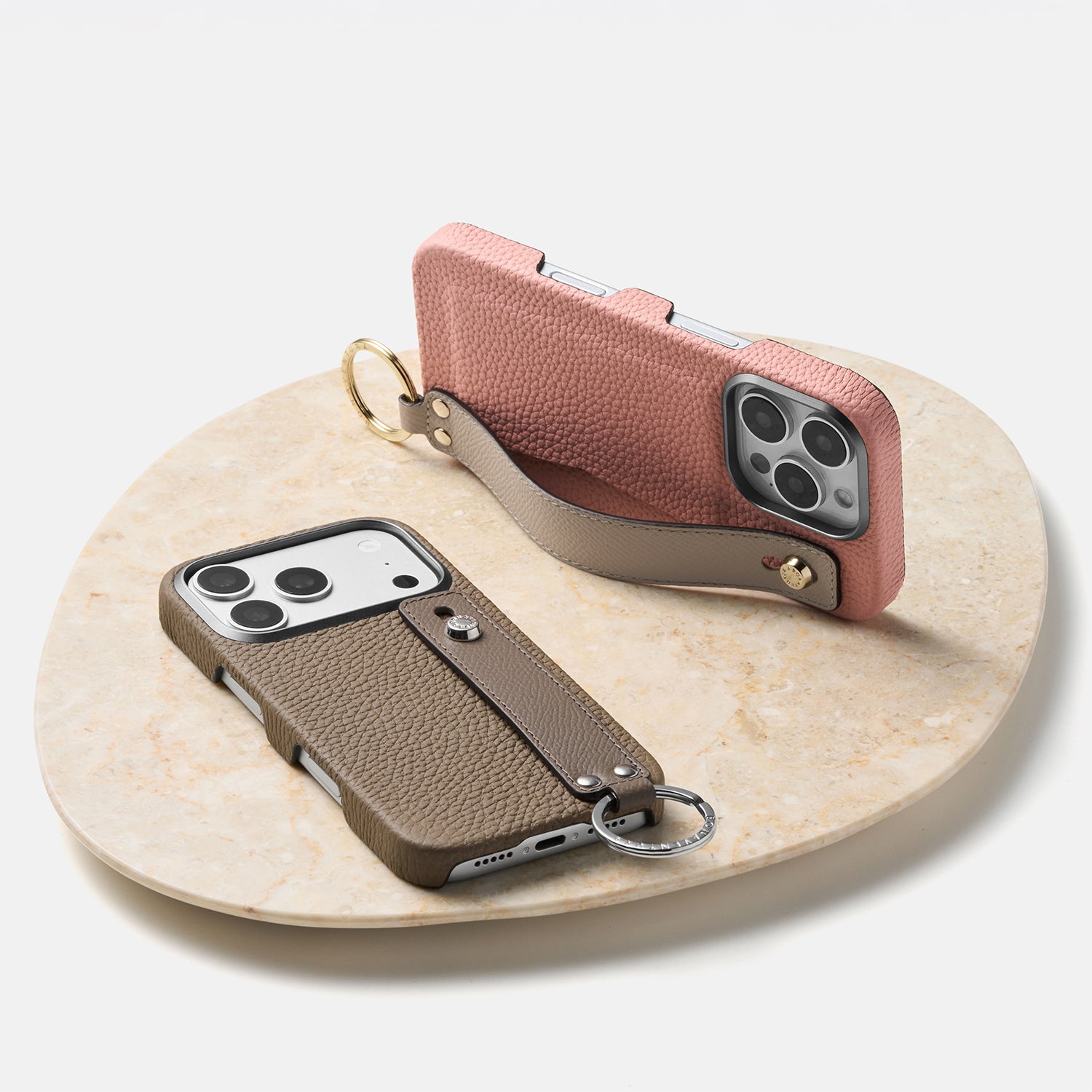 iPhone 17) ハンドル付き バックカバーケース シュリンクレザー
