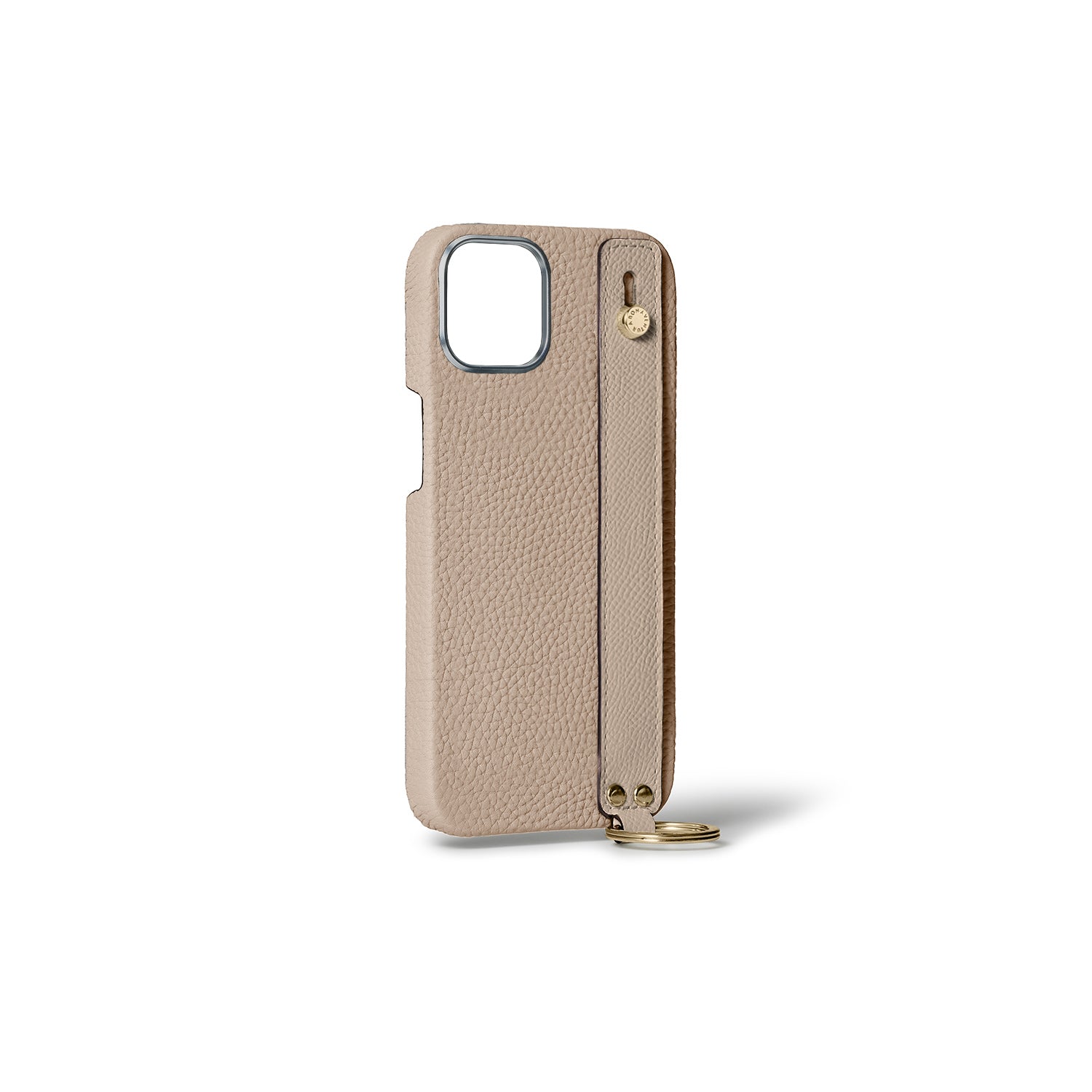 (iPhone 15) Back cover case with handle, shrink leather, gold