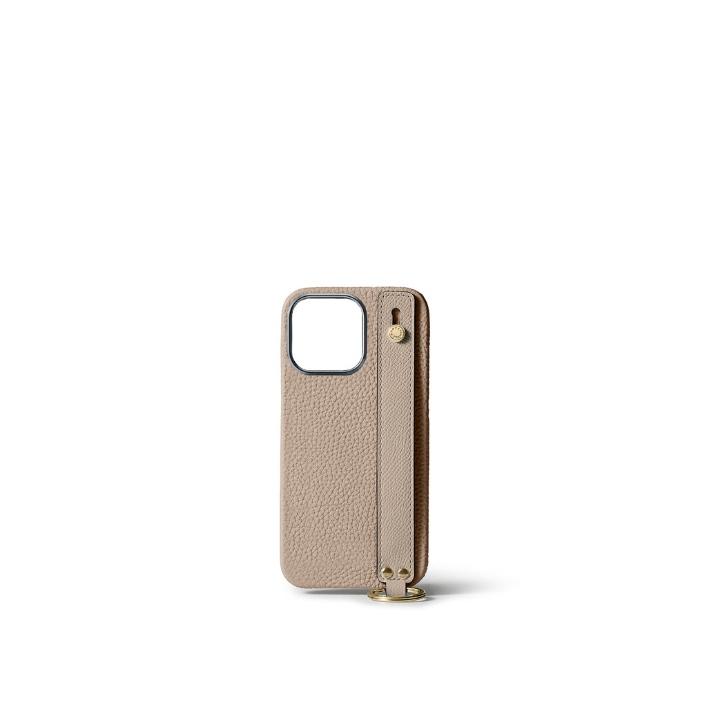 iPhone 15 Pro) ハンドル付き バックカバーケース シュリンクレザー 