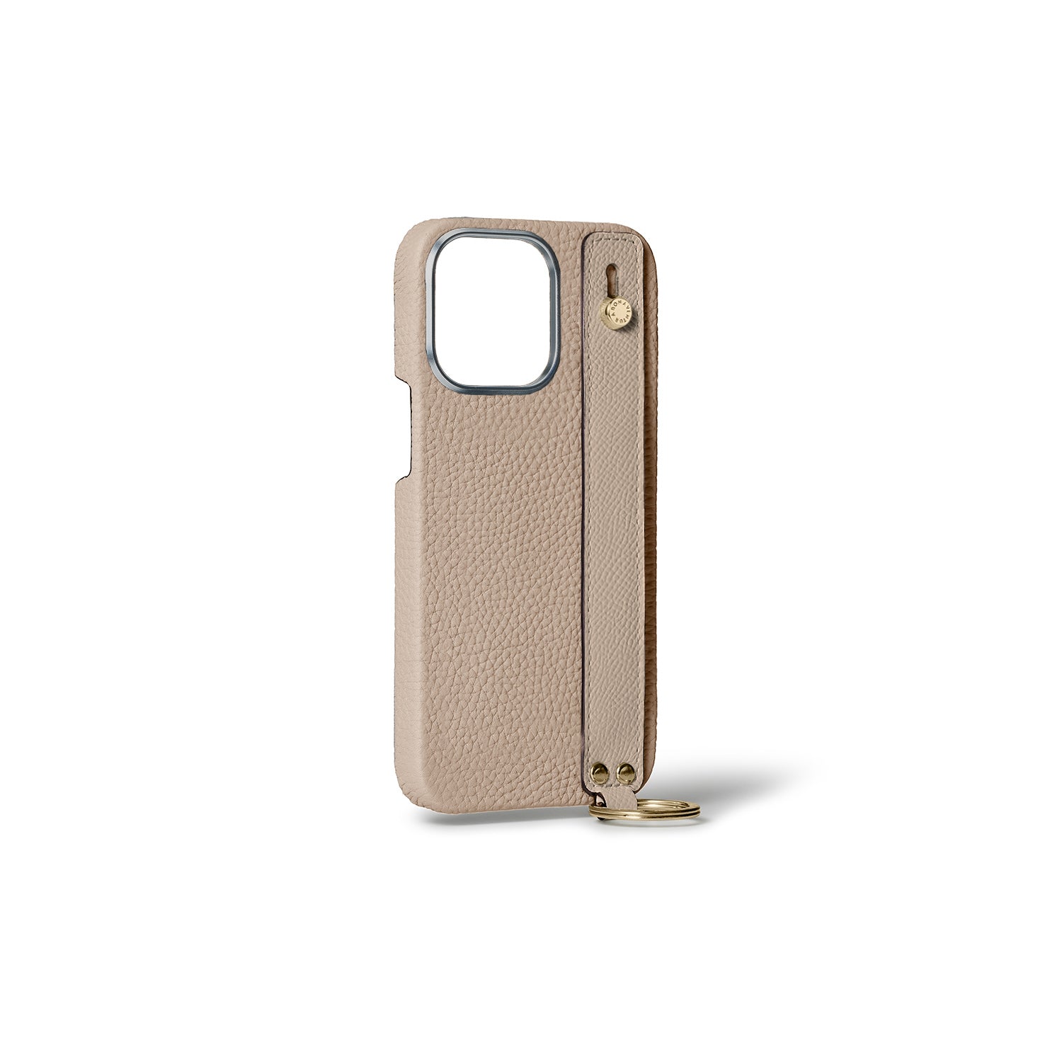 (iPhone 15 Pro) Back cover case with handle, shrink leather, gold