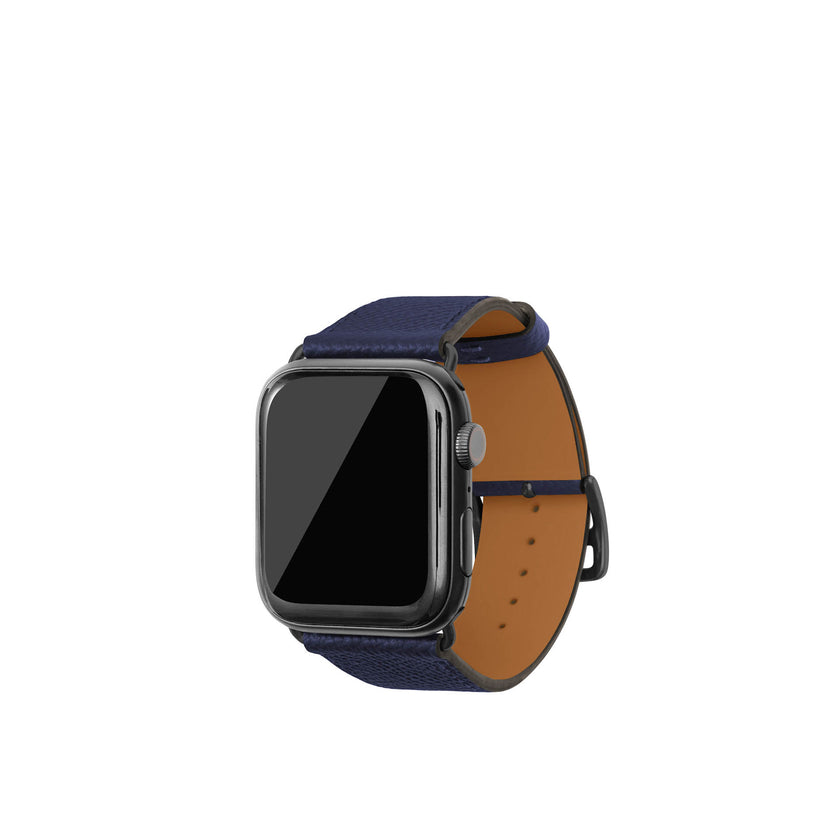 ノービレ Apple Watch レザーバンド【44mm/45mm/46mm/49mm, M/Lサイズ】 (アダプター：ブラック)