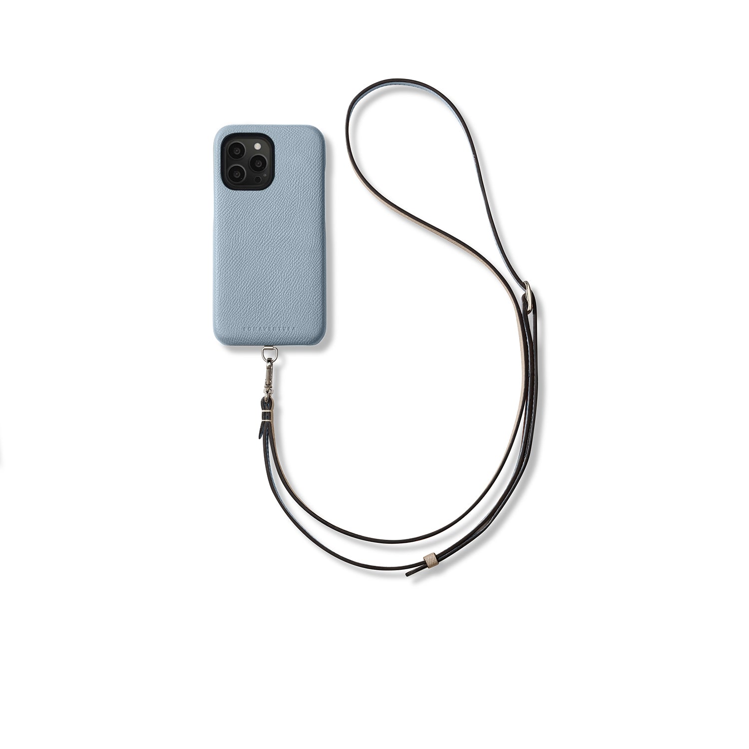 (iPhone 13 Pro) スマホショルダー バックカバーケース×ショルダーストラップ セット ノブレッサレザー ブルーリン × グレージュ