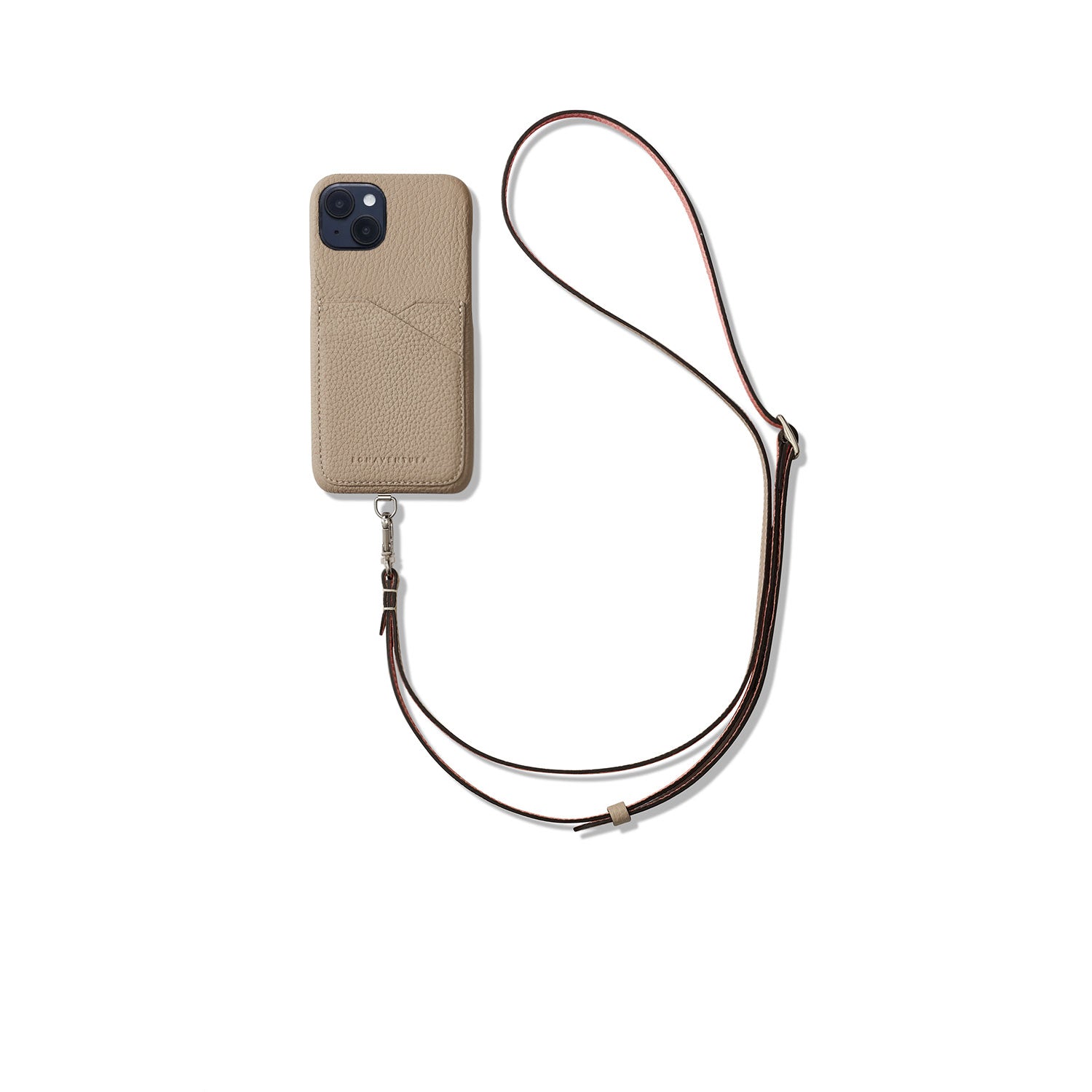 (iPhone 14) バックカバーケース ストラップ付き シュリンクレザー