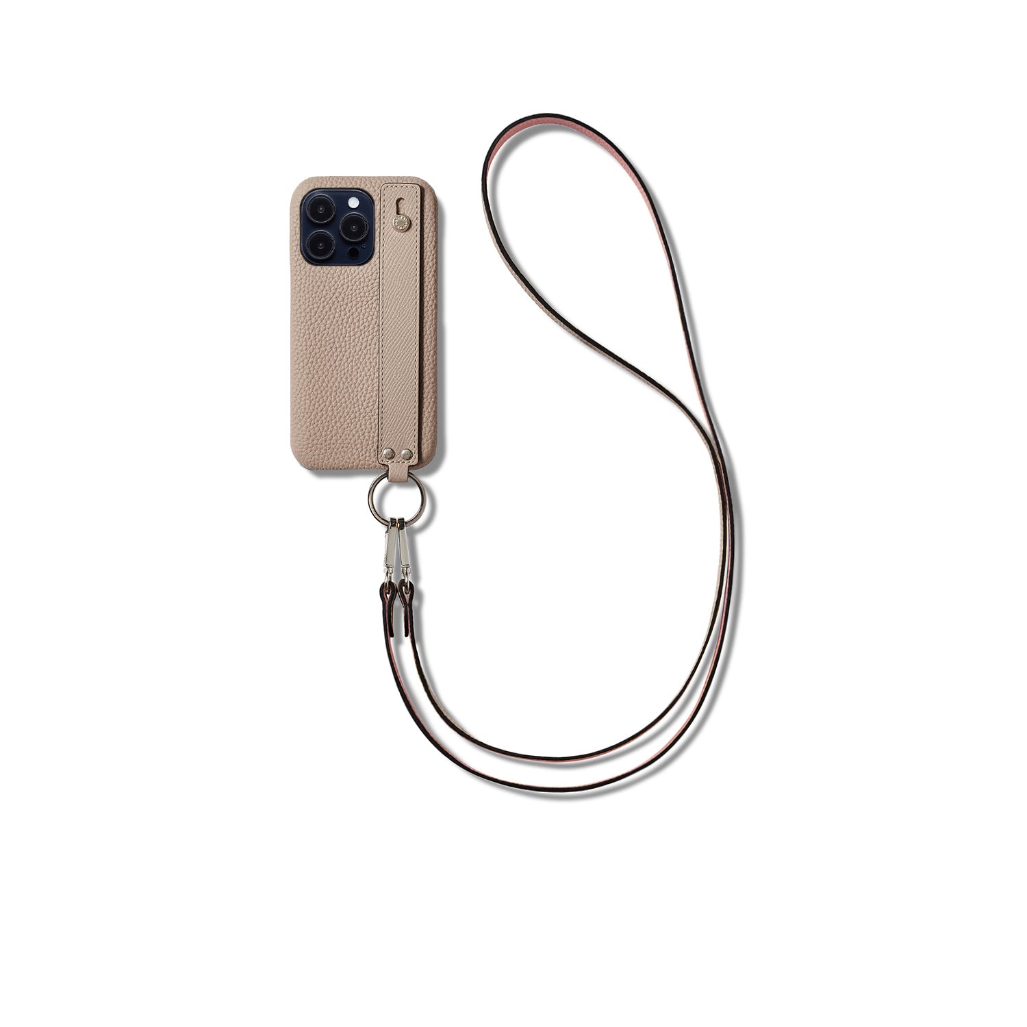 (iPhone 14 Pro Max) ハンドル付き バックカバーケース ストラップ付き シュリンクレザー