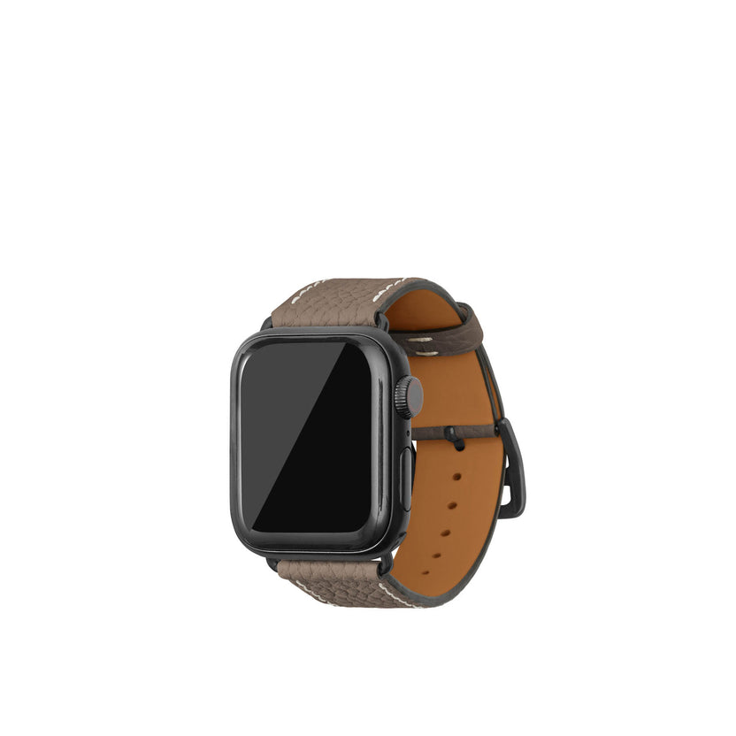 シュリンク Apple Watch レザーバンド【38mm/40mm/41mm/42mm, M/Lサイズ】 (アダプター：ブラック)