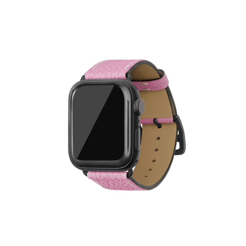 シュリンク Apple Watch レザーバンド【38mm/40mm/41mm/42mm, M/Lサイズ】 (アダプター：ブラック)