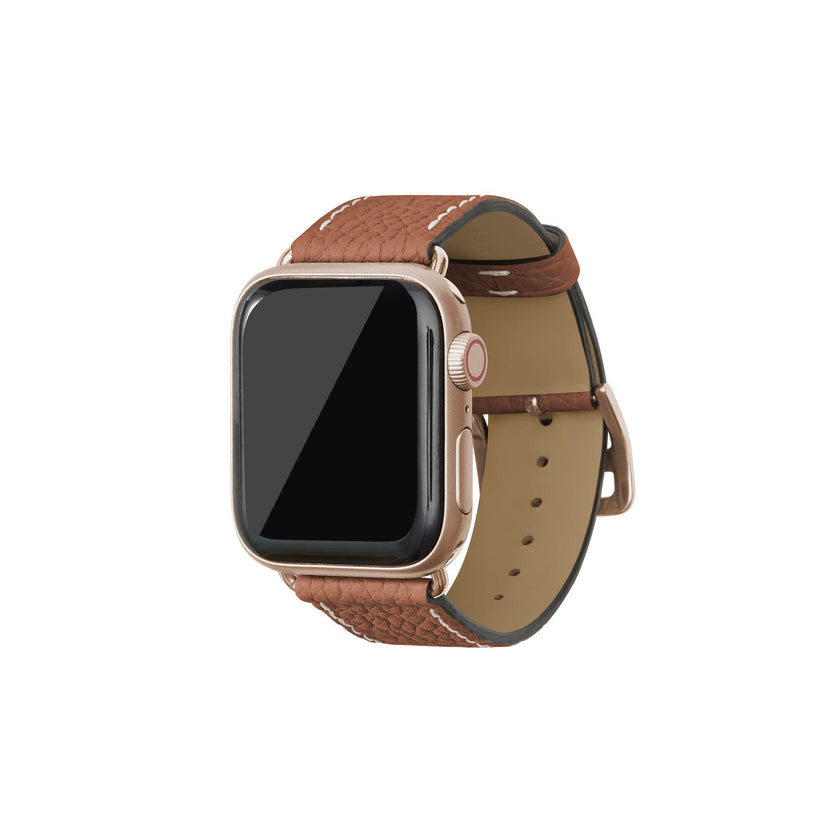 シュリンク Apple Watch レザーバンド【38mm/40mm/41mm/42mm, M/Lサイズ】 (アダプター：ゴールド)