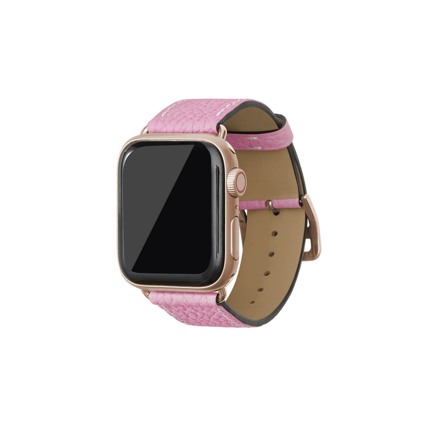 シュリンク Apple Watch レザーバンド【38mm/40mm/41mm/42mm, M/Lサイズ】 (アダプター：ゴールド)