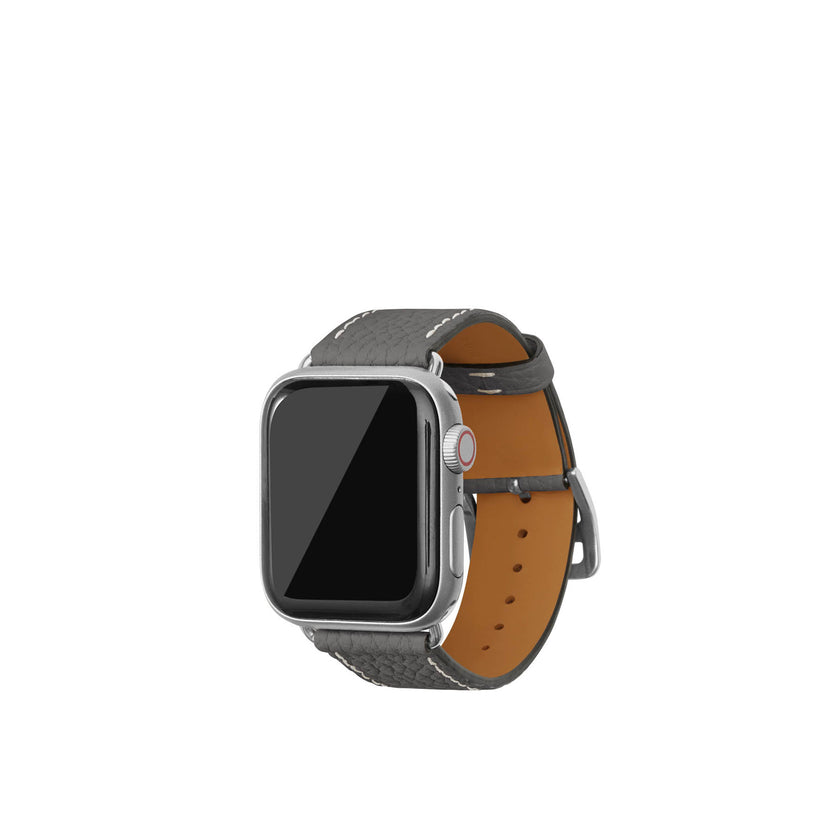 シュリンク Apple Watch レザーバンド【38mm/40mm/41mm/42mm, M/Lサイズ】 (アダプター：シルバー)