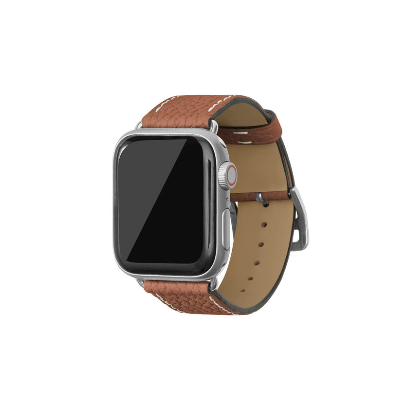 シュリンク Apple Watch レザーバンド【38mm/40mm/41mm/42mm, M/Lサイズ】 (アダプター：シルバー)