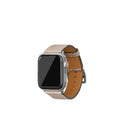シュリンク Apple Watch レザーバンド【38mm/40mm/41mm/42mm, M/Lサイズ】 (アダプター：シルバー)