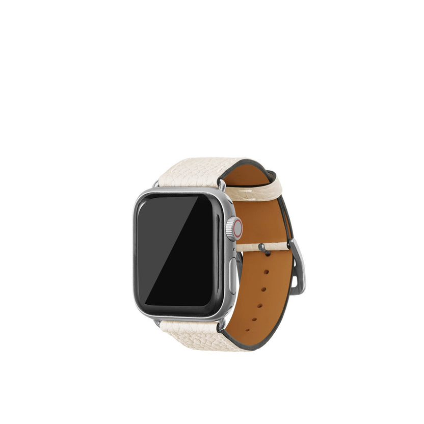 シュリンク Apple Watch レザーバンド【38mm/40mm/41mm/42mm, M/Lサイズ】 (アダプター：シルバー)