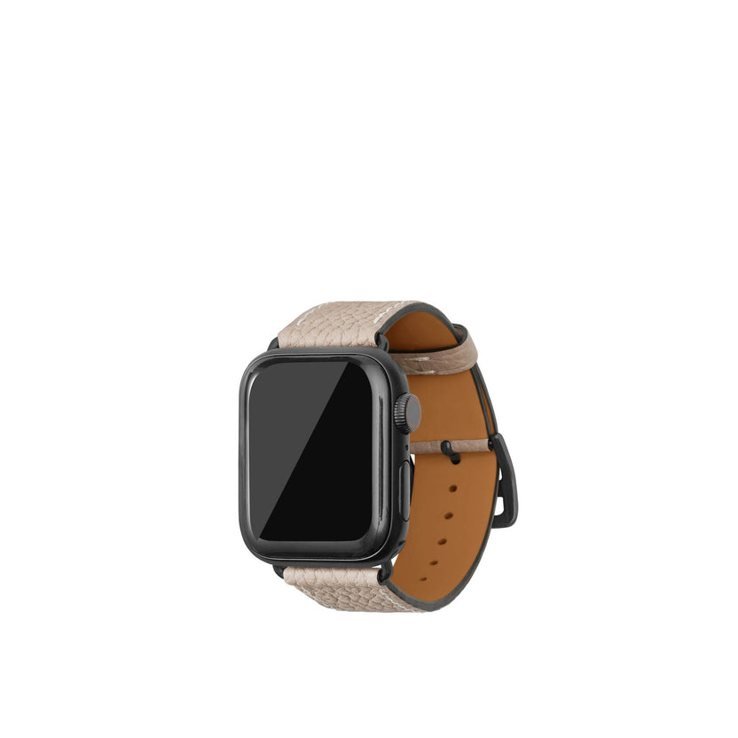 シュリンク Apple Watch レザーバンド【38mm/40mm/41mm/42mm, S/Mサイズ】 (アダプター：ブラック)