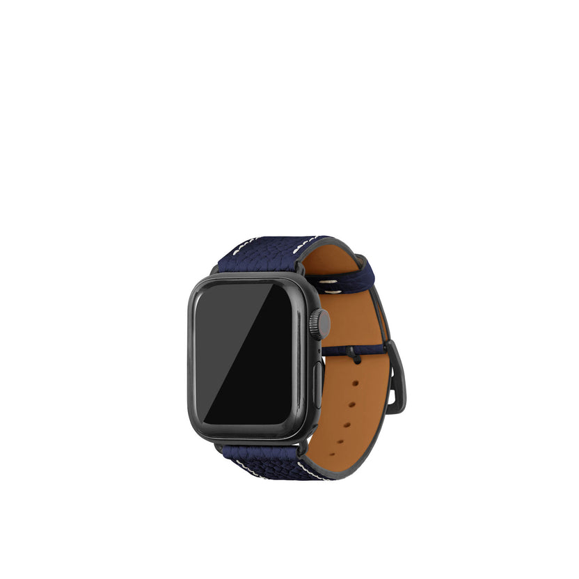 シュリンク Apple Watch レザーバンド【38mm/40mm/41mm/42mm, S/Mサイズ】 (アダプター：ブラック)