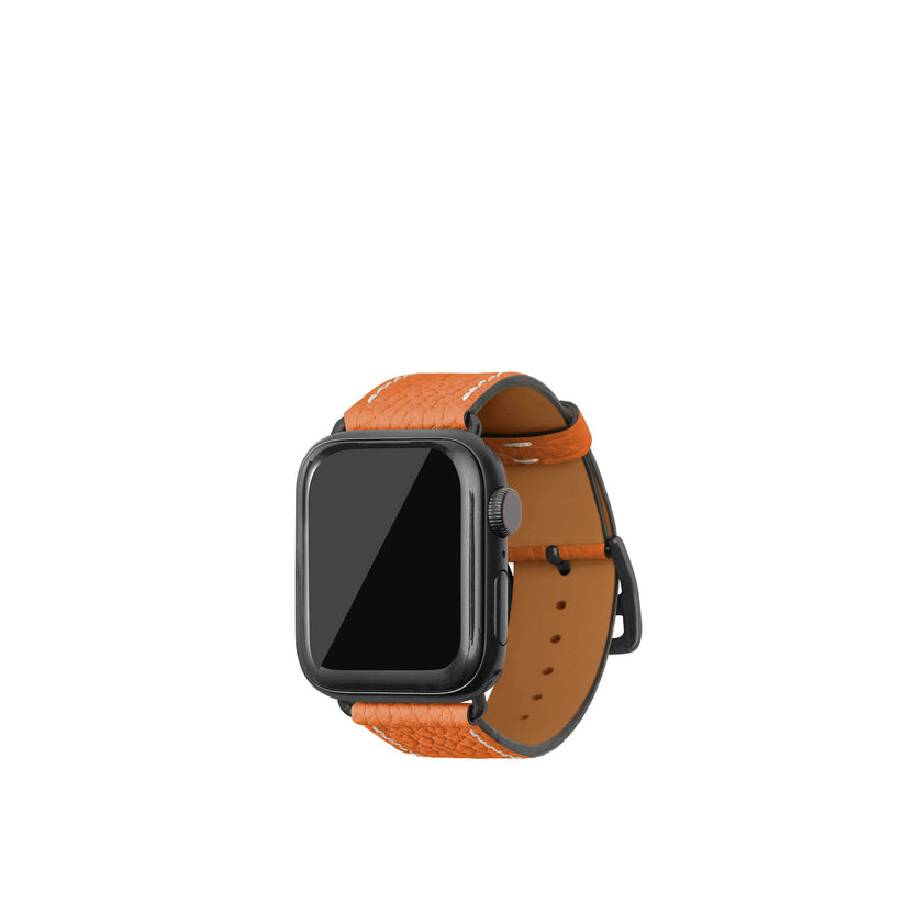 シュリンク Apple Watch レザーバンド【38mm/40mm/41mm/42mm, S/Mサイズ】 (アダプター：ブラック)