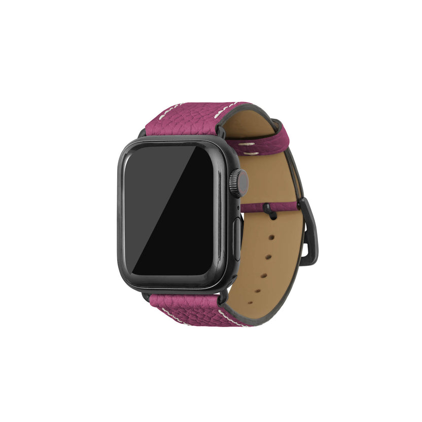 シュリンク Apple Watch レザーバンド【38mm/40mm/41mm/42mm, S/Mサイズ】 (アダプター：ブラック)