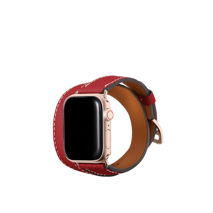 ダブルトゥール  Apple Watch レザーバンド シュリンクレザー【38mm/40mm/41mm/42mm】 (アダプター：ゴールド)