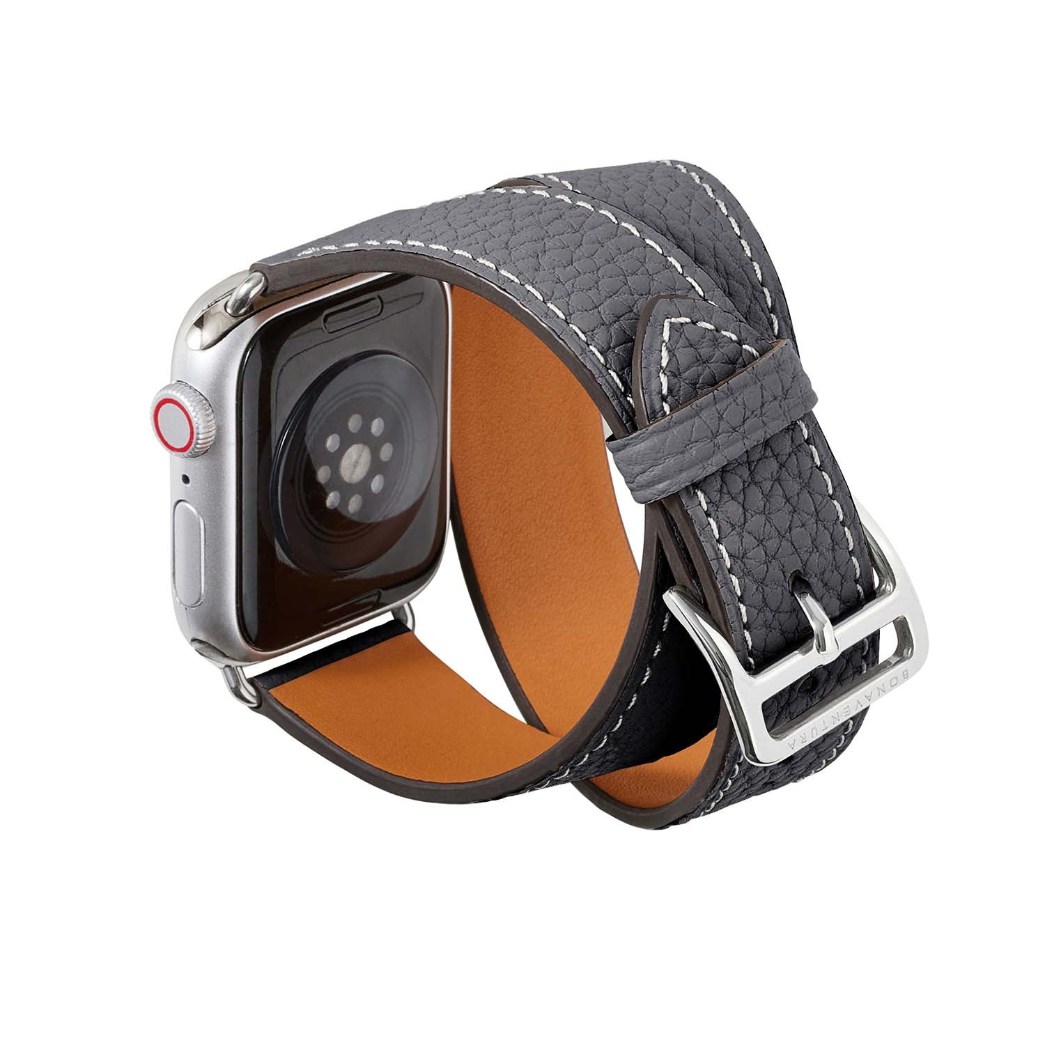 Double Tour Apple Watch Leather Band Shrink Leather [38mm/40mm/41mm] (Adapter: Silver)