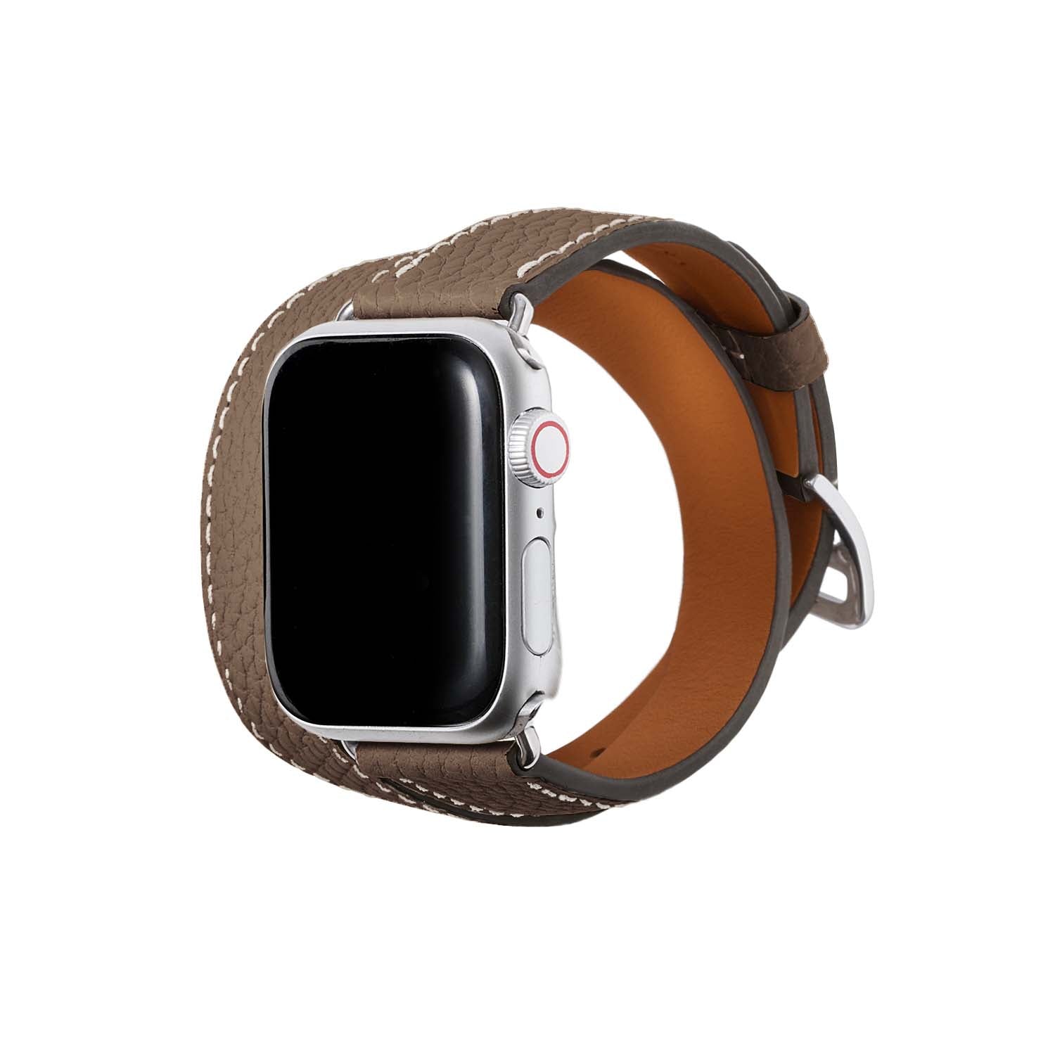 Double Tour Apple Watch Leather Band Shrink Leather [38มม./40มม./41มม.] (อะแดปเตอร์: สีเงิน) (Etaupe)