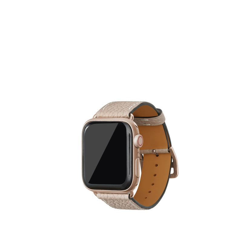 シュリンク Apple Watch レザーバンド【38mm/40mm/41mm/42mm, S/Mサイズ】 (アダプター：ゴールド)