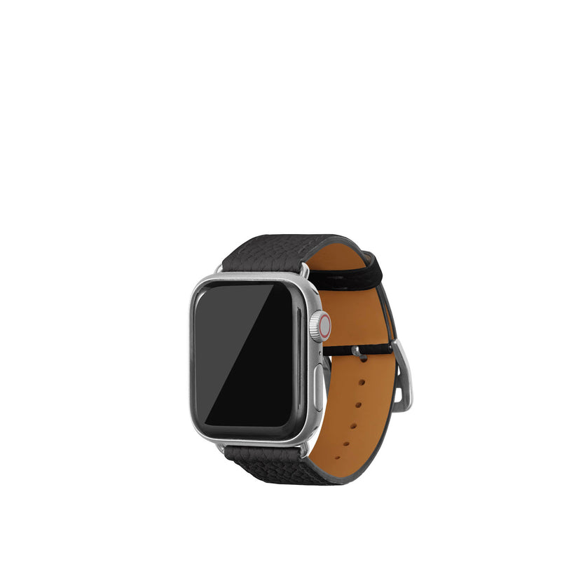 シュリンク Apple Watch レザーバンド【38mm/40mm/41mm/42mm, S/Mサイズ】 (アダプター：シルバー)