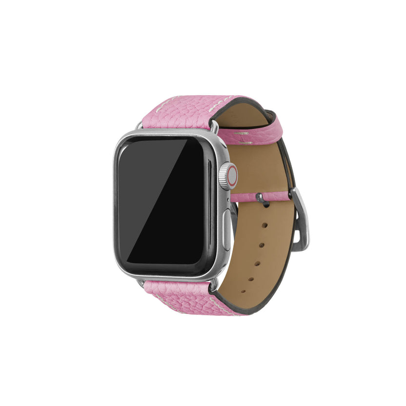 シュリンク Apple Watch レザーバンド【38mm/40mm/41mm/42mm, S/Mサイズ】 (アダプター：シルバー)