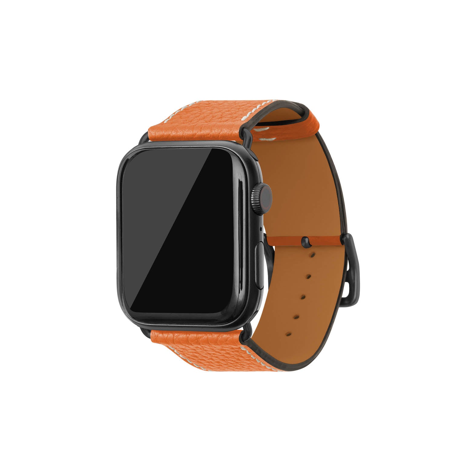 Apple Watch レザーバンド【42mm/44mm/45mm/49mm, M/Lサイズ】 (アダプター：ブラック)