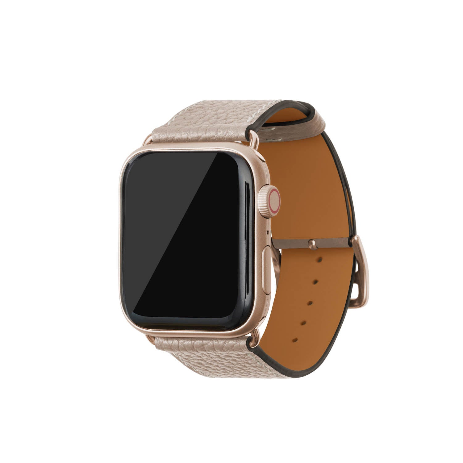 Apple Watch Leather Band [42mm/44mm/45mm/49mm, M/L Sizes] (Adapter: Gold)
