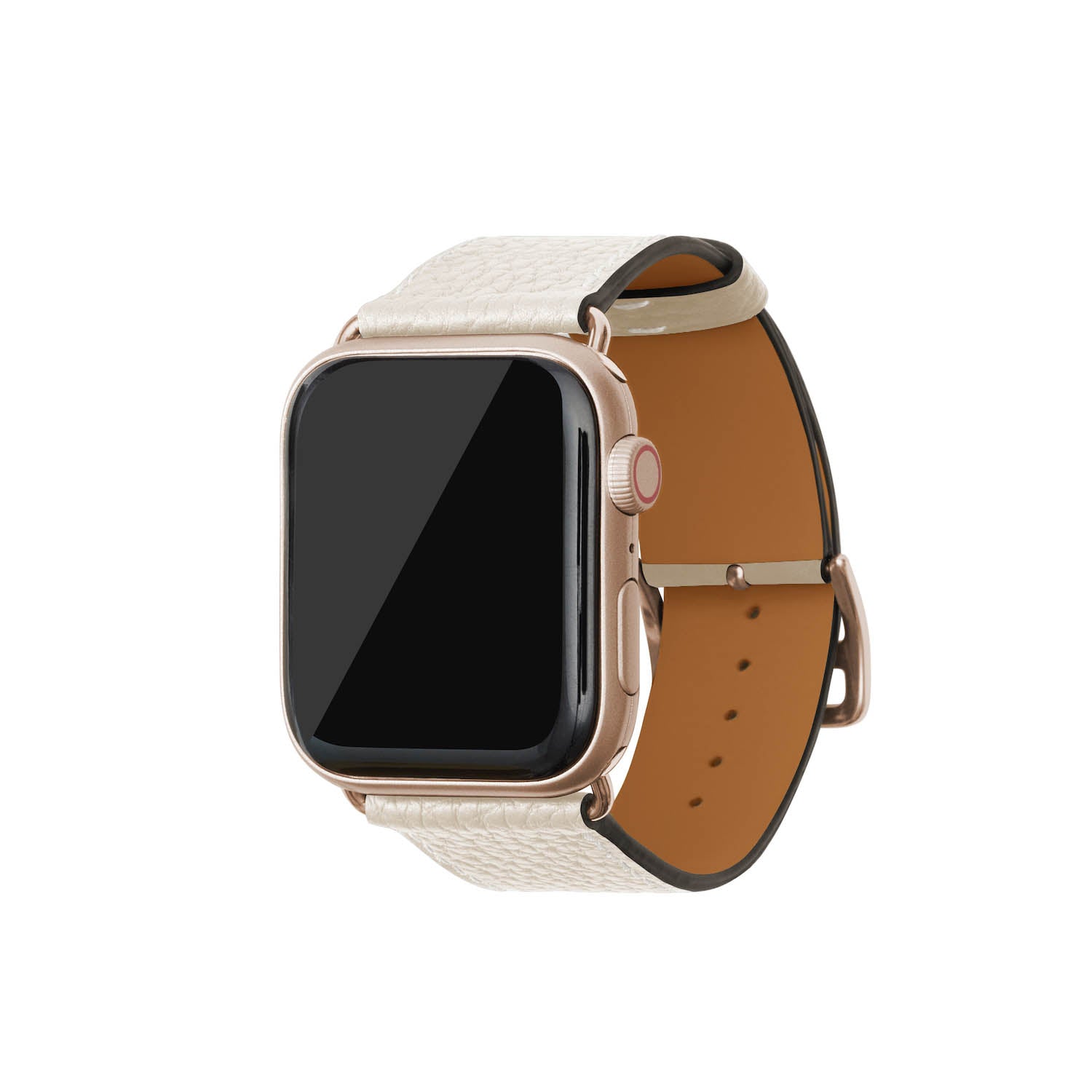 Apple Watch レザーバンド【42mm/44mm/45mm/49mm, M/Lサイズ】 (アダプター：ゴールド)