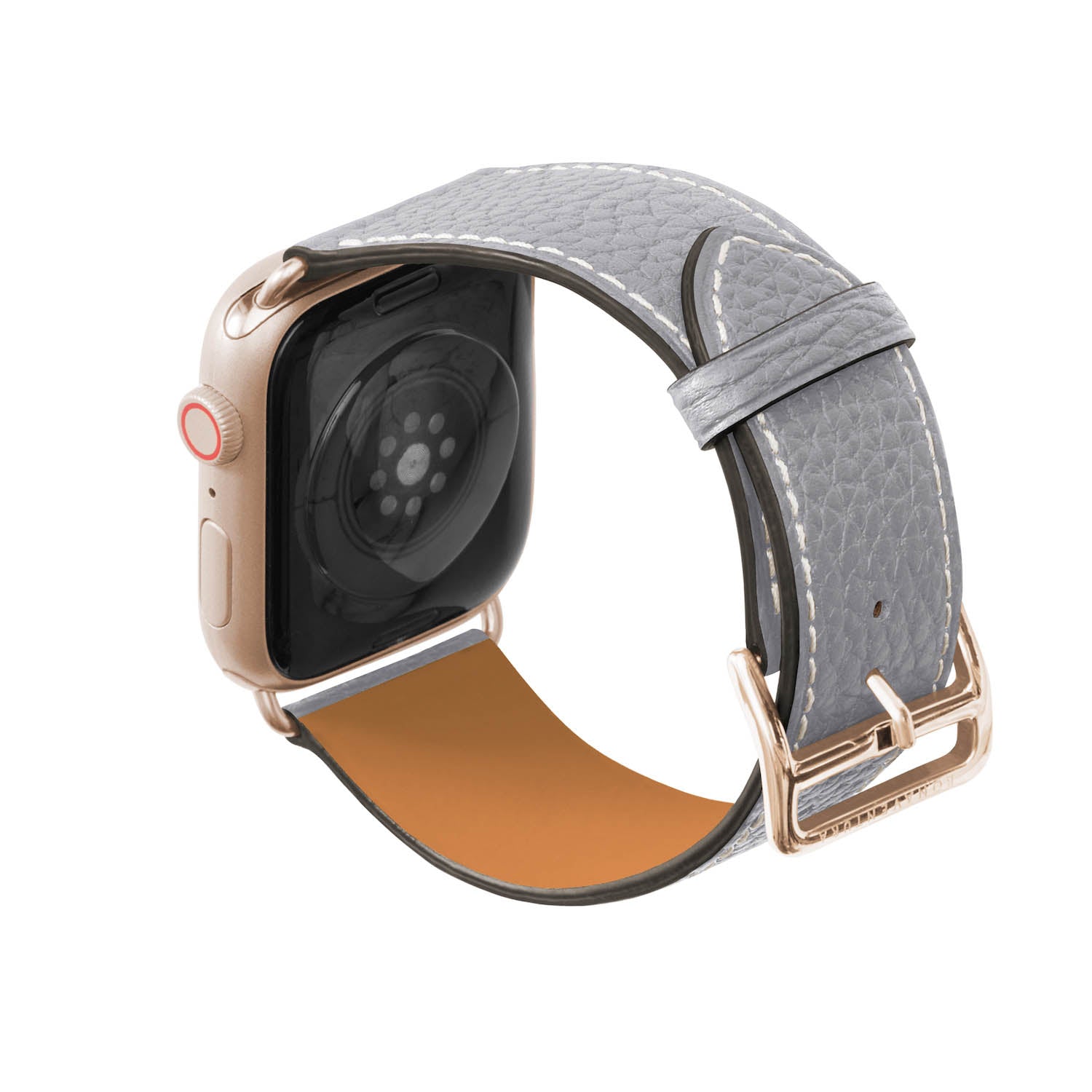 Apple Watch レザーバンド【42mm/44mm/45mm/49mm, M/Lサイズ】 (アダプター：ゴールド)